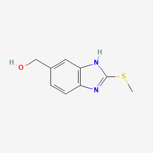 molecular formula C9H10N2OS B2547759 1H-苯并咪唑-6-甲醇，2-(甲硫基)- CAS No. 1022158-49-1