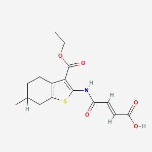 molecular formula C16H19NO5S B2547761 (E)-4-((3-(ethoxycarbonyl)-6-methyl-4,5,6,7-tetrahydrobenzo[b]thiophen-2-yl)amino)-4-oxobut-2-enoic acid CAS No. 375357-76-9