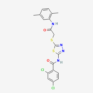 molecular formula C19H16Cl2N4O2S2 B2547766 2,4-二氯-N-(5-((2-((2,5-二甲基苯基)氨基)-2-氧代乙基)硫代)-1,3,4-噻二唑-2-基)苯甲酰胺 CAS No. 392295-24-8