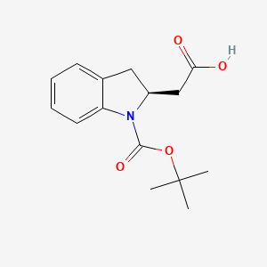 molecular formula C15H19NO4 B2547774 2-[(2S)-1-[(2-Methylpropan-2-yl)oxycarbonyl]-2,3-dihydroindol-2-yl]acetic acid CAS No. 2287239-24-9
