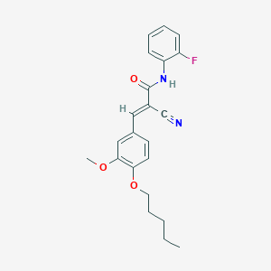 molecular formula C22H23FN2O3 B2547778 (E)-2-cyano-N-(2-fluorophenyl)-3-(3-methoxy-4-pentoxyphenyl)prop-2-enamide CAS No. 380423-96-1