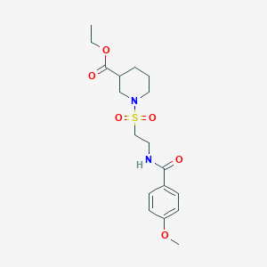 molecular formula C18H26N2O6S B2547797 Ethyl 1-((2-(4-methoxybenzamido)ethyl)sulfonyl)piperidine-3-carboxylate CAS No. 899739-34-5