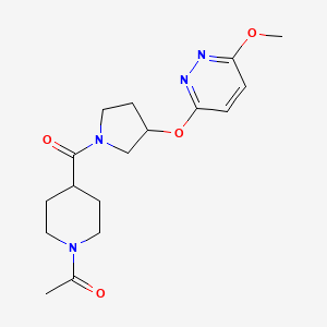 molecular formula C17H24N4O4 B2547801 1-(4-(3-((6-Methoxypyridazin-3-yl)oxy)pyrrolidine-1-carbonyl)piperidin-1-yl)ethanone CAS No. 2034445-20-8