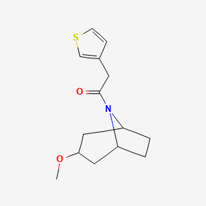 molecular formula C14H19NO2S B2547817 1-((1R,5S)-3-甲氧基-8-氮杂双环[3.2.1]辛烷-8-基)-2-(噻吩-3-基)乙酮 CAS No. 2176201-80-0