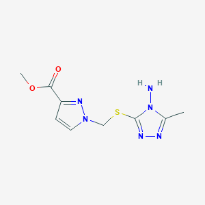 molecular formula C9H12N6O2S B2547820 methyl 1-{[(4-amino-5-methyl-4H-1,2,4-triazol-3-yl)sulfanyl]methyl}-1H-pyrazole-3-carboxylate CAS No. 956392-66-8