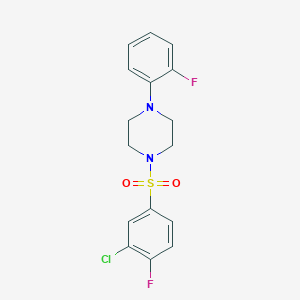 molecular formula C16H15ClF2N2O2S B2547825 1-(3-Chloro-4-fluorobenzenesulfonyl)-4-(2-fluorophenyl)piperazine CAS No. 670272-35-2