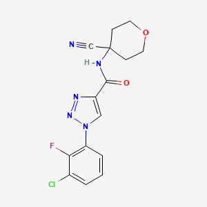 molecular formula C15H13ClFN5O2 B2547827 1-(3-chloro-2-fluorophenyl)-N-(4-cyanooxan-4-yl)-1H-1,2,3-triazole-4-carboxamide CAS No. 1797165-94-6