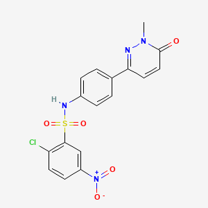 molecular formula C17H13ClN4O5S B2547828 2-chloro-N-(4-(1-methyl-6-oxo-1,6-dihydropyridazin-3-yl)phenyl)-5-nitrobenzenesulfonamide CAS No. 942013-65-2