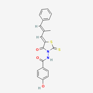 molecular formula C20H16N2O3S2 B2547840 4-羟基-N-((Z)-5-((E)-2-甲基-3-苯基烯丙基)-4-氧代-2-硫代噻唑烷-3-基)苯甲酰胺 CAS No. 1164522-58-0