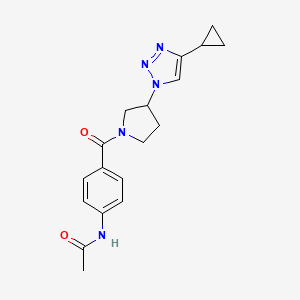 molecular formula C18H21N5O2 B2547841 N-(4-(3-(4-cyclopropyl-1H-1,2,3-triazol-1-yl)pyrrolidine-1-carbonyl)phenyl)acetamide CAS No. 2034553-75-6