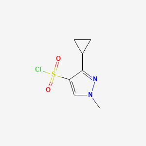 molecular formula C7H9ClN2O2S B2547843 3-cyclopropyl-1-methyl-1H-pyrazole-4-sulfonyl chloride CAS No. 1864337-57-4