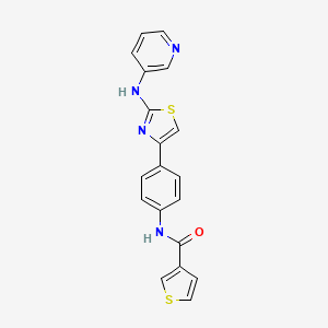 molecular formula C19H14N4OS2 B2547844 N-(4-(2-(pyridin-3-ylamino)thiazol-4-yl)phenyl)thiophene-3-carboxamide CAS No. 1797558-06-5