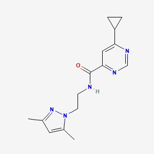 molecular formula C15H19N5O B2547853 6-Cyclopropyl-N-[2-(3,5-dimethylpyrazol-1-yl)ethyl]pyrimidine-4-carboxamide CAS No. 2415513-97-0