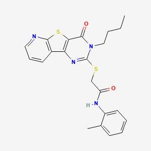 molecular formula C22H22N4O2S2 B2547855 2-[(3-丁基-4-氧代-3,4-二氢吡啶并[3',2':4,5]噻吩并[3,2-d]嘧啶-2-基)硫代]-N-(2-甲基苯基)乙酰胺 CAS No. 1243074-19-2