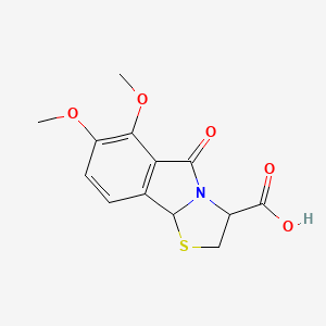 molecular formula C13H13NO5S B2547856 6,7-Dimethoxy-5-oxo-2,3,5,9b-tetrahydro[1,3]thiazolo[2,3-a]isoindole-3-carboxylic acid CAS No. 1170695-07-4