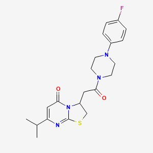 molecular formula C21H25FN4O2S B2547862 3-(2-(4-(4-fluorophenyl)piperazin-1-yl)-2-oxoethyl)-7-isopropyl-2H-thiazolo[3,2-a]pyrimidin-5(3H)-one CAS No. 952996-58-6