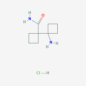 molecular formula C9H17ClN2O B2547874 1-(1-Aminocyclobutyl)cyclobutane-1-carboxamide;hydrochloride CAS No. 2460749-12-4