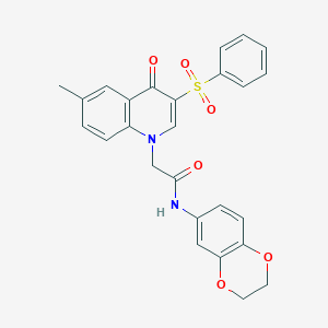 2-[3-(benzenesulfonyl)-6-methyl-4-oxo-1,4-dihydroquinolin-1-yl]-N-(2,3-dihydro-1,4-benzodioxin-6-yl)acetamide