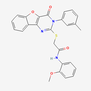 molecular formula C26H21N3O4S B2547889 N-(2-methoxyphenyl)-2-[[3-(3-methylphenyl)-4-oxo-[1]benzofuro[3,2-d]pyrimidin-2-yl]sulfanyl]acetamide CAS No. 872208-01-0