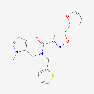 5-(furan-2-yl)-N-((1-methyl-1H-pyrrol-2-yl)methyl)-N-(thiophen-2-ylmethyl)isoxazole-3-carboxamide