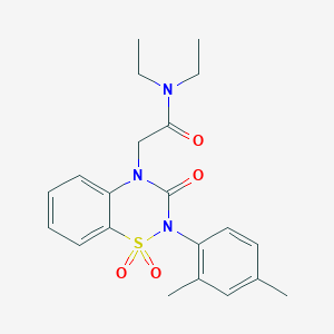 molecular formula C21H25N3O4S B2547895 2-(2-(2,4-dimethylphenyl)-1,1-dioxido-3-oxo-2H-benzo[e][1,2,4]thiadiazin-4(3H)-yl)-N,N-diethylacetamide CAS No. 942035-16-7