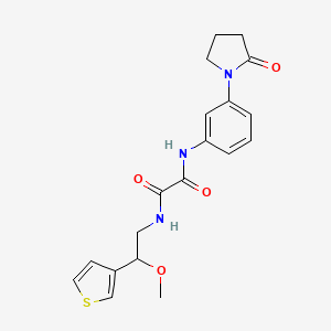 molecular formula C19H21N3O4S B2547897 N1-(2-甲氧基-2-(噻吩-3-基)乙基)-N2-(3-(2-氧代吡咯烷-1-基)苯基)草酰胺 CAS No. 1448065-61-9