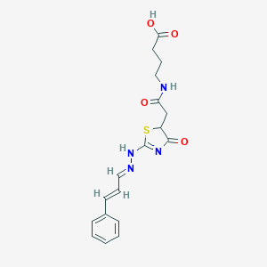 4-[[2-[4-oxo-2-[(2E)-2-[(E)-3-phenylprop-2-enylidene]hydrazinyl]-1,3-thiazol-5-yl]acetyl]amino]butanoic acid