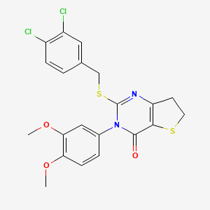 molecular formula C21H18Cl2N2O3S2 B2547902 2-((3,4-二氯苄基)硫代)-3-(3,4-二甲氧基苯基)-6,7-二氢噻吩并[3,2-d]嘧啶-4(3H)-酮 CAS No. 877656-42-3