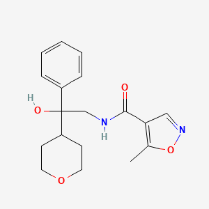 molecular formula C18H22N2O4 B2547906 N-(2-hydroxy-2-phenyl-2-(tetrahydro-2H-pyran-4-yl)ethyl)-5-methylisoxazole-4-carboxamide CAS No. 2034455-09-7