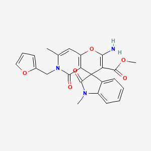 molecular formula C24H21N3O6 B2547909 2'-Amino-6'-(furan-2-ylméthyl)-1,7'-diméthyl-2,5'-dioxo-1,2,5',6'-tétrahydrospiro[indole-3,4'-pyrano[3,2-c]pyridine]-3'-carboxylate de méthyle CAS No. 879623-70-8