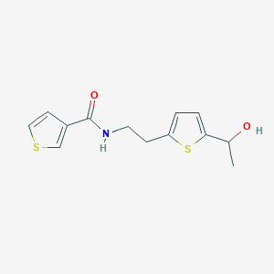 molecular formula C13H15NO2S2 B2547911 N-(2-(5-(1-hydroxyethyl)thiophen-2-yl)ethyl)thiophene-3-carboxamide CAS No. 2034569-97-4