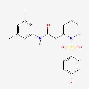 molecular formula C21H25FN2O3S B2547914 N-(3,5-二甲苯基)-2-(1-((4-氟苯基)磺酰基)哌啶-2-基)乙酰胺 CAS No. 1021074-42-9