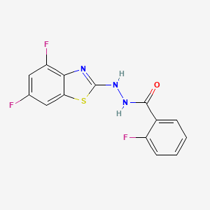 molecular formula C14H8F3N3OS B2547917 N'-(4,6-ジフルオロベンゾ[d]チアゾール-2-イル)-2-フルオロベンゾヒドラジド CAS No. 851988-44-8