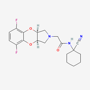 molecular formula C19H21F2N3O3 B2547921 2-[(3As,9aR)-5,8-difluoro-1,3,3a,9a-tetrahydro-[1,4]benzodioxino[2,3-c]pyrrol-2-yl]-N-(1-cyanocyclohexyl)acetamide CAS No. 1941964-07-3
