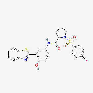 molecular formula C24H20FN3O4S2 B2547925 N-(3-(benzo[d]thiazol-2-yl)-4-hydroxyphenyl)-1-((4-fluorophenyl)sulfonyl)pyrrolidine-2-carboxamide CAS No. 1219329-11-9