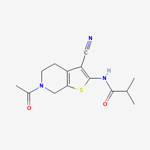 molecular formula C14H17N3O2S B2547930 N-(6-acetyl-3-cyano-4,5,6,7-tetrahydrothieno[2,3-c]pyridin-2-yl)isobutyramide CAS No. 487412-86-2