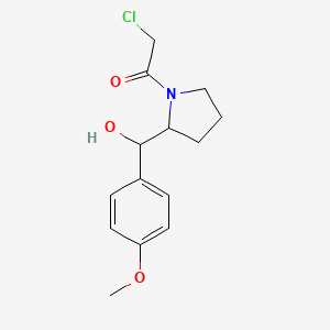 molecular formula C14H18ClNO3 B2547932 2-Chloro-1-[2-[hydroxy-(4-methoxyphenyl)methyl]pyrrolidin-1-yl]ethanone CAS No. 2411246-65-4