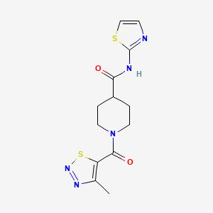 molecular formula C13H15N5O2S2 B2547933 1-(4-methyl-1,2,3-thiadiazole-5-carbonyl)-N-(thiazol-2-yl)piperidine-4-carboxamide CAS No. 1206996-88-4