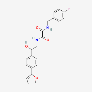 molecular formula C21H19FN2O4 B2547943 N'-[(4-氟苯基)甲基]-N-{2-[4-(呋喃-2-基)苯基]-2-羟乙基}乙二酰胺 CAS No. 2097914-18-4