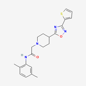 molecular formula C21H24N4O2S B2547945 N-(2,5-二甲基苯基)-2-{4-[3-(2-噻吩基)-1,2,4-恶二唑-5-基]哌啶-1-基}乙酰胺 CAS No. 1251676-13-7