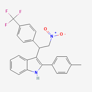 molecular formula C24H19F3N2O2 B2547947 3-(2-ニトロ-1-(4-(トリフルオロメチル)フェニル)エチル)-2-(p-トリル)-1H-インドール CAS No. 446270-67-3