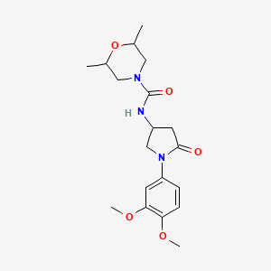 molecular formula C19H27N3O5 B2547950 N-(1-(3,4-dimethoxyphenyl)-5-oxopyrrolidin-3-yl)-2,6-dimethylmorpholine-4-carboxamide CAS No. 1008227-10-8