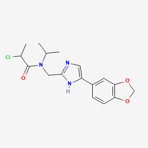 molecular formula C17H20ClN3O3 B2547960 N-[[5-(1,3-Benzodioxol-5-yl)-1H-imidazol-2-yl]methyl]-2-chloro-N-propan-2-ylpropanamide CAS No. 2411270-05-6