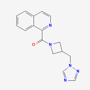 molecular formula C16H15N5O B2547975 (3-((1H-1,2,4-triazol-1-yl)methyl)azetidin-1-yl)(isoquinolin-1-yl)methanone CAS No. 2320641-94-7