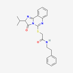 molecular formula C23H24N4O2S B2547977 2-[(2-isopropyl-3-oxo-2,3-dihydroimidazo[1,2-c]quinazolin-5-yl)thio]-N-(2-phenylethyl)acetamide CAS No. 1023533-17-6