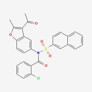 molecular formula C28H20ClNO5S B2547986 N-(3-acetyl-2-methylbenzofuran-5-yl)-2-chloro-N-(naphthalen-2-ylsulfonyl)benzamide CAS No. 448208-36-4