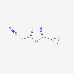 molecular formula C8H8N2O B2547993 2-(2-环丙基-1,3-恶唑-5-基)乙腈 CAS No. 1935492-67-3