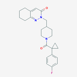 molecular formula C24H28FN3O2 B2548002 2-({1-[1-(4-Fluorophenyl)cyclopropanecarbonyl]piperidin-4-yl}methyl)-2,3,5,6,7,8-hexahydrocinnolin-3-one CAS No. 2097933-07-6