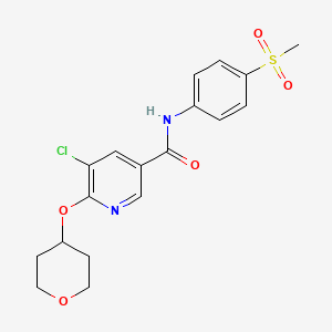 molecular formula C18H19ClN2O5S B2548020 5-chloro-N-(4-(methylsulfonyl)phenyl)-6-((tetrahydro-2H-pyran-4-yl)oxy)nicotinamide CAS No. 1903569-93-6