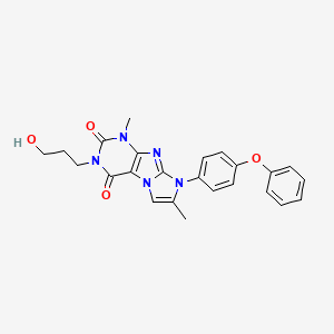 molecular formula C24H23N5O4 B2548023 3-(3-hydroxypropyl)-1,7-dimethyl-8-(4-phenoxyphenyl)-1H-imidazo[2,1-f]purine-2,4(3H,8H)-dione CAS No. 896811-38-4